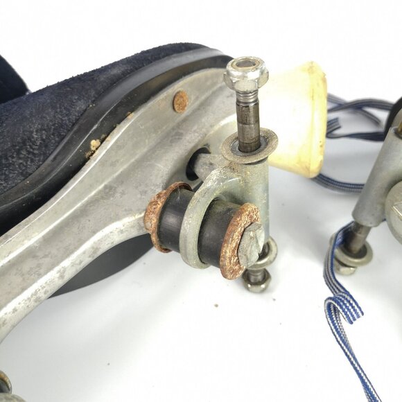 Vintage Suede Roller Skate Boots Navy Blue Dominion Women's Size 6 1980's - Picture 12 of 12